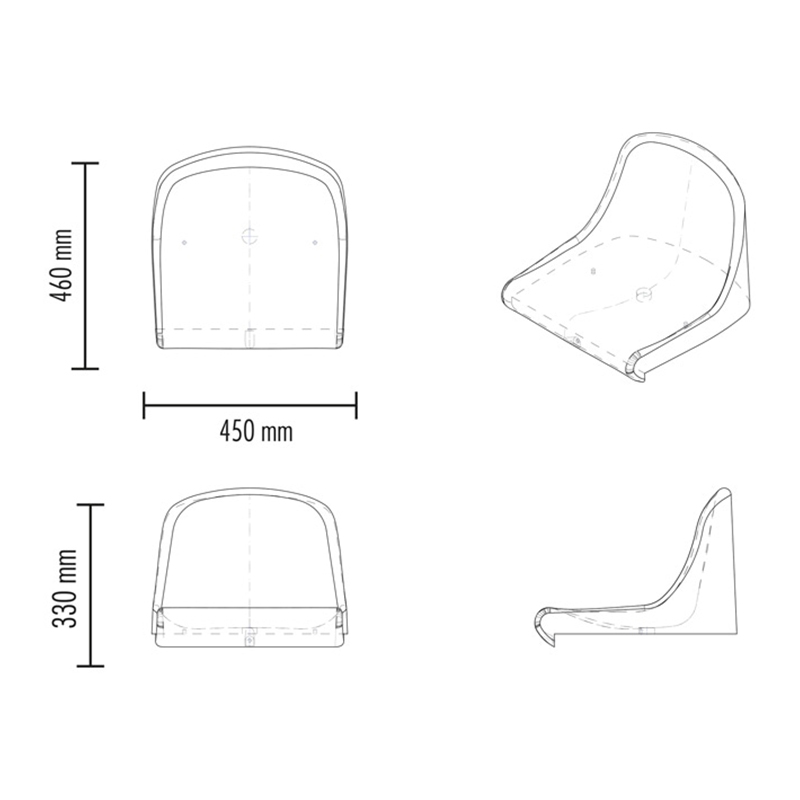 Asientos De Estadio FORZA - HDPE, Impermeables, 7 Colores, 44.5x43.4x32.6 Cm, Para Bancos De Jugadores
